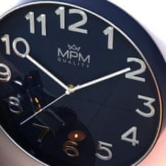 MPM QUALITY Designové plastové hodiny MPM Silver Line, tmavě modrá/tmavě modrá