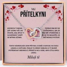 Lovilion Náhrdelník HEARTS s propletenými srdíčky a se vzkazem "Mé přítelkyni", Dárek k Valentýnu, Valentýn 2024, Dárek na Valentýna | JULIET_HEARTS