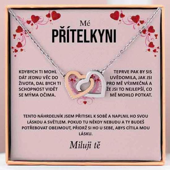 Lovilion Náhrdelník HEARTS s propletenými srdíčky a se vzkazem "Mé přítelkyni", Dárek k Valentýnu, Valentýn 2024, Dárek na Valentýna | JULIET_HEARTS