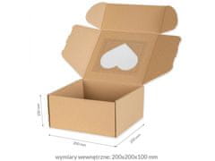 sarcia.eu Čtvercová poštovní krabička s okénkem srdce, dárková krabička 20x20x10cm x10