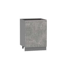 Veneti Kuchyňská skříňka s policí ADAMA - šířka 60 cm, beton světlý atelier / šedá, stříbrná úchytka, nožky 10 cm