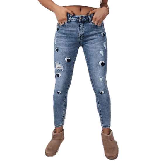 Dstreet Dámské džínové kalhoty SWEETIES modré uy1796