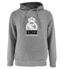 FotbalFans Mikina Real Madrid FC, šedá, kapuce, zip | M