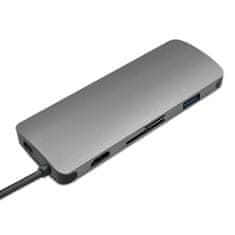 Qoltec USB-C 3.1 adaptér HDMI, USB, RJ45, microSD