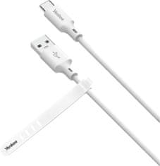 Yenkee kabel YCU 315 WH SILIC USB-A - USB-C, USB 2.0, 1.5m, bílá