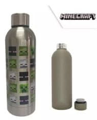 CurePink Nerezová láhev na pití Minecraft: Green Mob Heads (objem 500 ml)