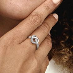 Pandora Stříbrný prsten Propletené srdce 198086CZ (Obvod 48 mm)