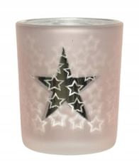 Kaemingk Vánoční hvězdicový svícen dekorativní skleněný 7x8,3 cm