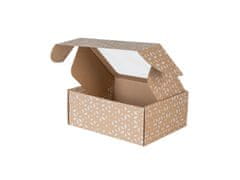 sarcia.eu Obdélníková poštovní krabice s okénkem, dárková krabice s bílým geometrickým potiskem 25x20x10 cm x10