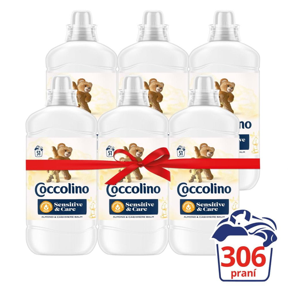 Coccolino aviváž Sensitive Cashmere & Almond 7,65l (306 pracích dávek)