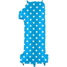Grabo Balónek fóliový číslo 1 modrý s puntíky 1 ks 102 cm