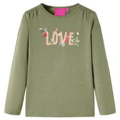 shumee Dětské tričko s dlouhým rukávem Love khaki 116