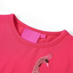 Vidaxl Dětské tričko s dlouhým rukávem Páv jasně růžové 140