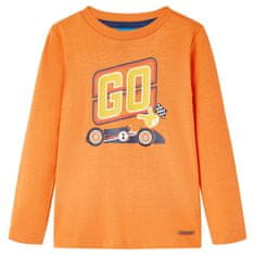 shumee Dětské tričko s dlouhým rukávem Závodní auto tmavě oranžové 92