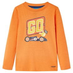 Greatstore Dětské tričko s dlouhým rukávem Závodní auto tmavě oranžové 128
