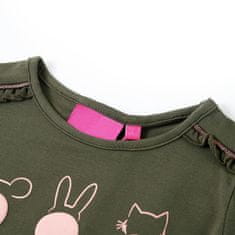 Vidaxl Dětské tričko s dlouhým rukávem potisk zvířat khaki 104