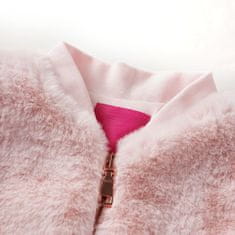 Vidaxl Dětská bunda umělý kožíšek jemně růžová 140