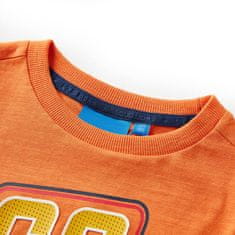Vidaxl Dětské tričko s dlouhým rukávem Závodní auto tmavě oranžové 140