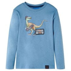 Vidaxl Dětské tričko s dlouhým rukávem Dinosaurus středně modré 104