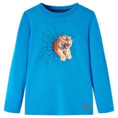 Greatstore Dětské tričko s dlouhým rukávem Tygr kobaltově modré 92