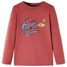 Vidaxl Dětské tričko s dlouhým rukávem Dinosaurus červené 92