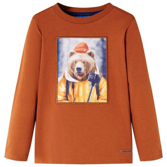 Greatstore Dětské tričko s dlouhým rukávem Medvěd oranžové 92