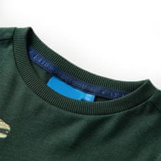 Vidaxl Dětské tričko s dlouhým rukávem Dinosaurus tmavě zelené 140