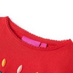 Vidaxl Dětské tričko s dlouhým rukávem 3D nápis červené 116