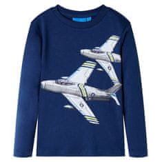Greatstore Dětské tričko s dlouhým rukávem Letadla námořnicky modré 140