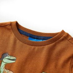 Vidaxl Dětské tričko s dlouhým rukávem Dinosaurus koňakové 116