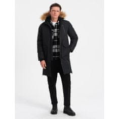 OMBRE Pánská zimní bunda s odnímatelnou kožešinou z kapuce ALASKAN černá MDN124184 XL
