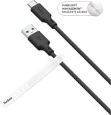 Yenkee kabel YCU 315 BK SILIC USB-A - USB-C, USB 2.0, 1.5m, černá