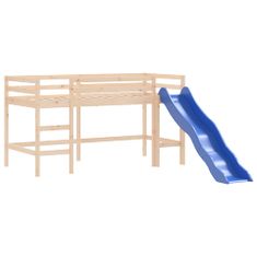 Vidaxl Dětská patrová postel se závěsy modrá 90 x 200 cm borovice