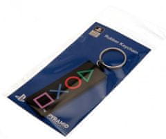 CurePink Gumová klíčenka - přívěsek na klíče - klíčenka Playstation: Logo symboly (4,5 x 6 cm)