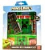 CurePink Set 8 školních potřeby Minecraft: Green (bloky, tužka, pastelky, lepidlo, ořezávátko, pravítko, guma, penál)