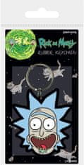 CurePink Pryžový přívěsek na klíče Rick And Morty: Head (4,5 x 5 cm) pryžový