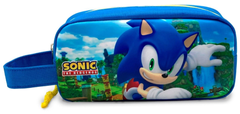 CurePink Školní penál na psací potřeby Nintendo|Sonic: Run (21 x 10 x 7 cm)