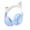 W42 bezdrátové sluchátka s kočičíma ušima, modré