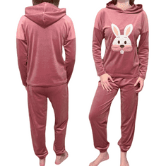 INNA Dámské růžové pyžamo se sametovou králičí kapucí XXL