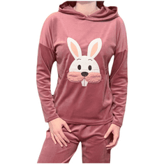 INNA Dámské růžové pyžamo se sametovou králičí kapucí XXL