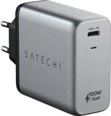 Satechi síťová nabíječka GAN USB-C, PD, 100W, šedá