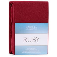 AmeliaHome Froté prostěradlo s gumou Ruby tmavě červené, velikost 120-140x200+30