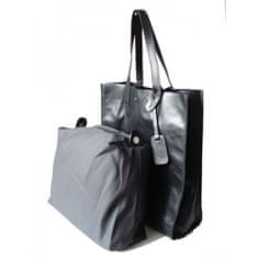 Vera Pelle Kabelky každodenní černé Shopper Bag Genuine Leather A4