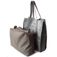 Vera Pelle Kabelky každodenní šedé Shopper Bag Genuine Leather A4