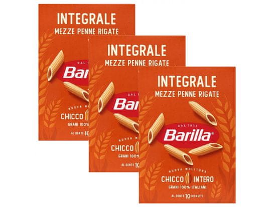 Barilla BARILLA Integrale Mezze Penne Rigate - Celozrnné těstovinové trubičky, těstoviny penne 500g