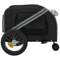 Greatstore Vozík za kolo pro psa šedý a černý oxfordská tkanina a železo