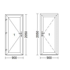 TROCAL Plastové dveře | 90 x 205 cm (900 x 2050 mm) | bílé | plné | levé