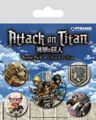CurePink Placky Attack Of Titan: Série 3 Set 5 kusů (25 mm, 38 mm)