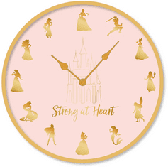 CurePink Nástěnné hodiny Disney Princess: Stronger At Heart (průměr 25 cm)