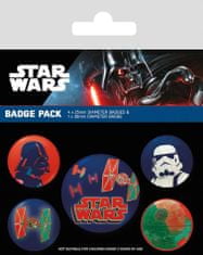 CurePink Set 5 placek - odznaků Star Wars|Hvězdné války: Digital Moonlight (průměr 2,5 cm|3,8 cm)